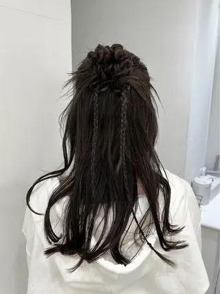 セミロング ヘアアレンジ 韓国ヘア/顔周り ヘアセット/加藤優里のヘアスタイル