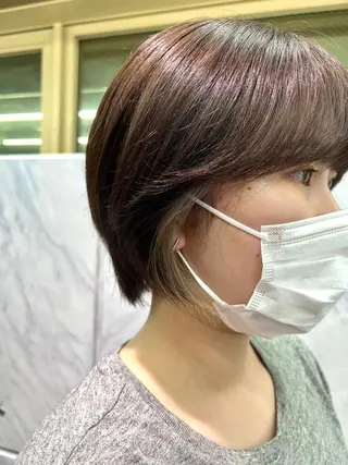 ショート カラー ハイトーン&髪質改善 ＆韓国エクステ🤎のヘアスタイル