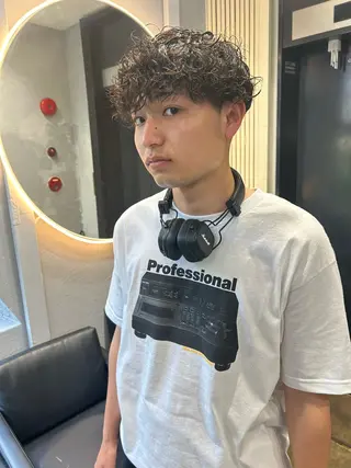 パーマ メンズ TATSUブリーチ/ ミルクティーベージュのヘアスタイル