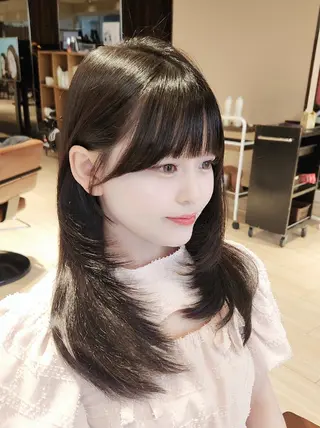 セミロング Nanako。/韓国 ヘア/顔周りカットのヘアスタイル