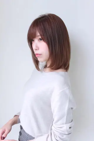 ミディアム カラー 白髪ぼかしモデル募集 今村理央奈のヘアスタイル