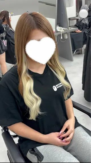 セミロング カラー 羽エクステ/シール エクステ/横浜駅5分のヘアスタイル