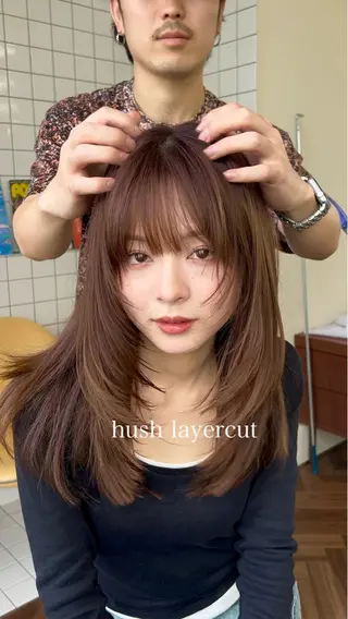 ミディアム カラー レイヤー専門家 ダブルカラー修のヘアスタイル