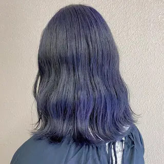 セミロング カラー ブリーチなしカラー ダブルカラーエクステのヘアスタイル