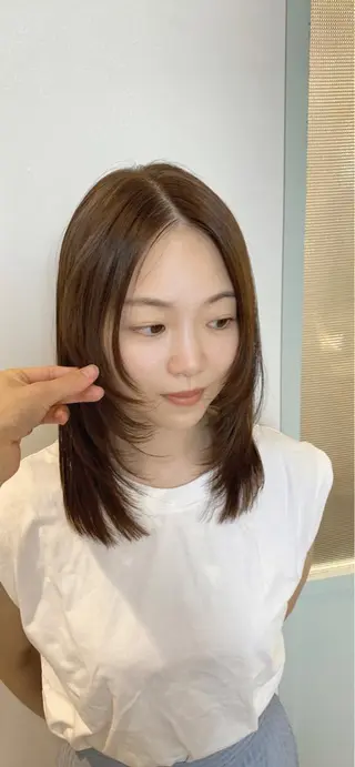 セミロング 似合わせ艶髪カラー ❤️ハダユミのヘアスタイル