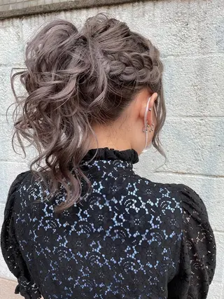 セミロング ヘアアレンジ ヘアアレンジ にいた かづしげのヘアスタイル