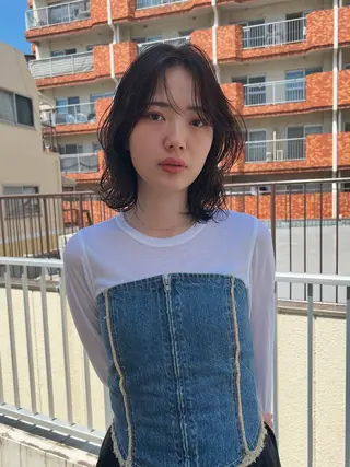 ミディアム パーマ juno所属・ボブ/パーマ/透明感 カラー　善方浩貴のヘアスタイル