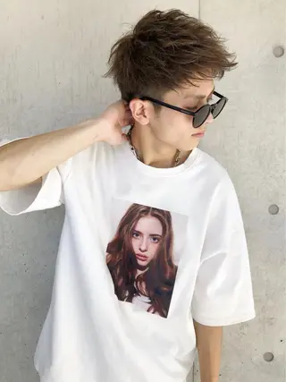 ショート カラー メンズ 赤み消し🌿 透明感カラー🫧のヘアスタイル