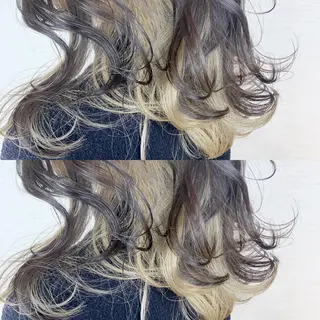 セミロング カラー 韓国レイヤーカット/ ダブルカラーのヘアスタイル