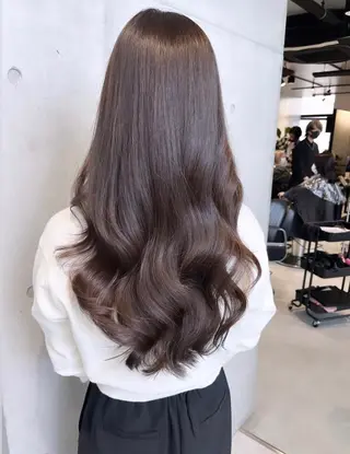 セミロング カラー パーマ ヘアアレンジ 透明感/オリーブ/ グレージュ/YUKAのヘアスタイル