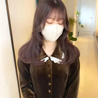 カラー mizuki/ピンク ベージュ.レイヤーのヘアスタイル