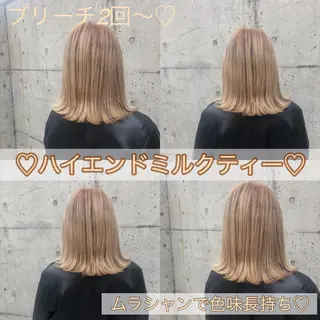 ミディアム カラー メンズ JuNブリーチに 縮毛矯正するプロのヘアスタイル