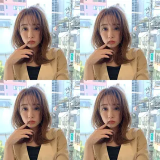 ミディアム カラー 透明感/オリーブ/ グレージュ/YUKAのヘアスタイル