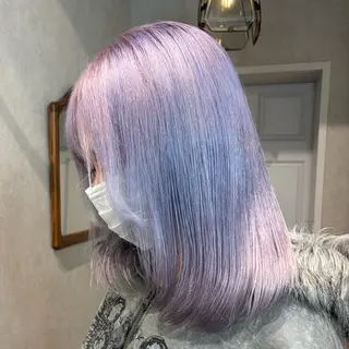 ミディアム カラー 派手髪ハイトーン💛 ネイル💅まりなのヘアスタイル