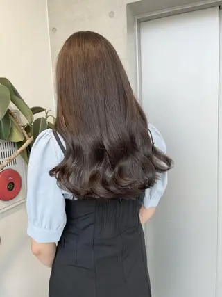 ロング カラー パーマ ヘアアレンジ 透明感/オリーブ/ グレージュ/YUKAのヘアスタイル