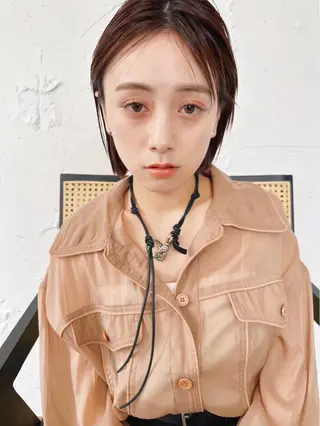 ミディアム カラー ヘアアレンジ 🤎ono/ 切りっぱなしボブ🤎のヘアスタイル