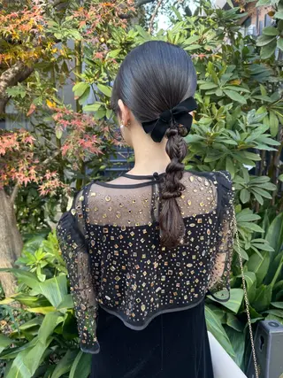 セミロング ヘアアレンジ 🎗️【ヘアセット 美眉】吉川玲🎗️のヘアスタイル