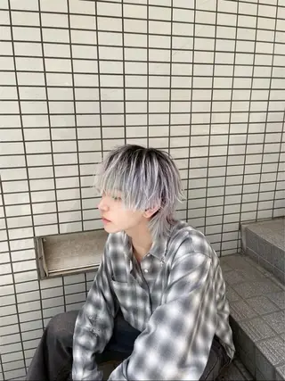カラー ヘアアレンジ メンズ メンズウルフ🐺♡ ブリーチ♡ヘアメ🎀のヘアスタイル