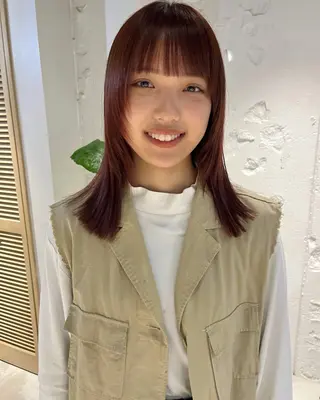 セミロング カラー 透明感カラー♡ 岡部瑠里のヘアスタイル