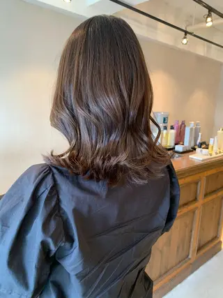 ミディアム カラー 透明感/オリーブ/ グレージュ/YUKAのヘアスタイル