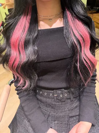 セミロング カラー エクステ🎀 暖色カラー🎀amiのヘアスタイル