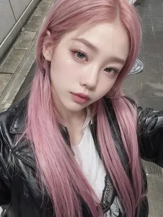 ロング カラー 韓国風艶髪🎀 暖色カラー🤍のヘアスタイル