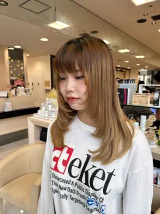 セミロング クロスパーマ/うる艶 カラー/Kurumiのヘアスタイル