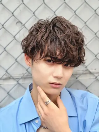 ショート パーマ ヘアアレンジ メンズ 原宿波巻きスパイラル パーマTOSHIのヘアスタイル