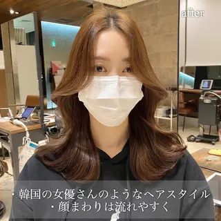 ミディアム カラー レイヤー/顔周り /透明感🩶高橋大のヘアスタイル