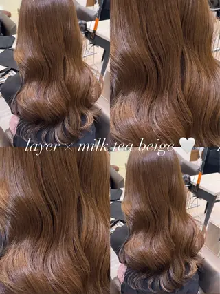 セミロング カラー パーマ ヘアアレンジ JYUNESU所属・韓国・韓国ヘア 髪質改善のヘアスタイル