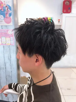 ショート パーマ メンズ 髪質改善× ハイライト溝江のヘアスタイル