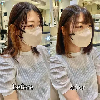 ミディアム カラー パーマ ヘアアレンジ メンズ キッズ ネイル マツエク・マツパ アイブロウ 《褒められる》 透明感カラー/小嶋のヘアスタイル