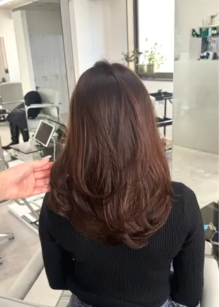 セミロング yuna/透明感 カラー/エクステのヘアスタイル