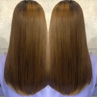 ロング 韓国風/小顔レイヤー /艶カラーのヘアスタイル