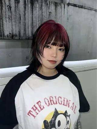 ミディアム カラー ハイトーン/ウルフ /エクステ/ましろのヘアスタイル