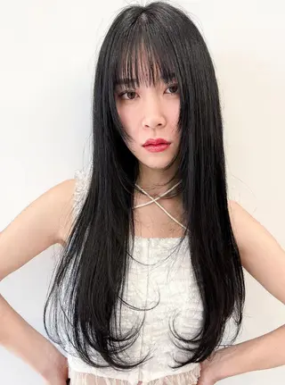 ロング 青木未羽/ベージュ /透明感カラー/松本のヘアスタイル