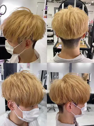 ショート カラー パーマ ヘアアレンジ メンズ 🔥メンズ特化渡辺 🔥ブリーチカラーのヘアスタイル