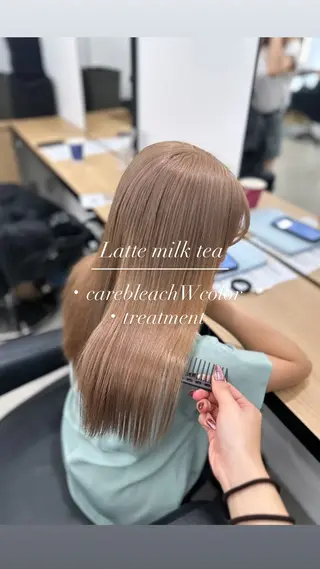 ロング カラー NAMI🤎ブラウン &ミルクティー🤍のヘアスタイル