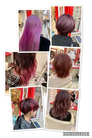 セミロング カラー ヘアアレンジ 今村公介 ブリーチ特化、派手髪のヘアスタイル