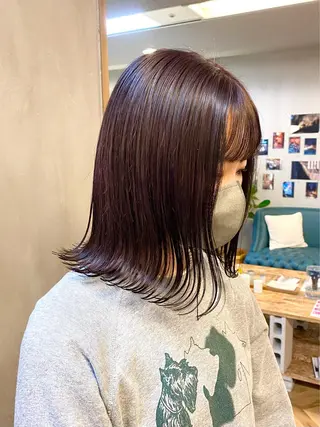 ミディアム カラー ハル🌸柔色/ ブリーチなし/艶髪のヘアスタイル