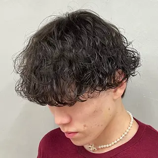 ショート パーマ メンズ メンズパーマ/波巻き 新潟/万代/夏芽🎀のヘアスタイル