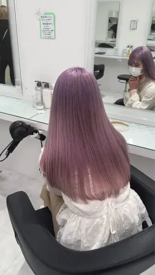 ロング カラー ヘアアレンジ ハイトーン艶カラー 🤍ゆうひのヘアスタイル