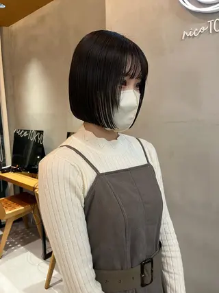 ミディアム ボブ&透明感カラー ♡TOMOEのヘアスタイル