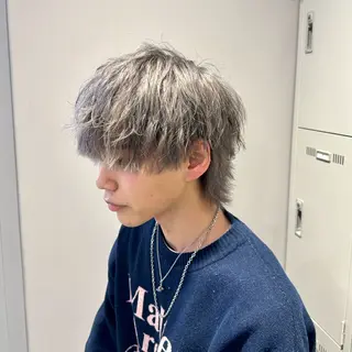 ミディアム カラー ヘアアレンジ メンズ 顔まわりカット の達人のヘアスタイル