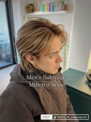 セミロング カラー パーマ ヘアアレンジ メンズ 二ヶ月綺麗が続く デザイン/星野六三四のヘアスタイル