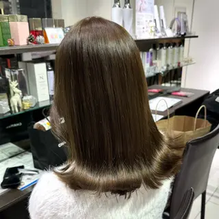 セミロング カラー ヘアアレンジ ブリーチなしカラー /新百合ヶ丘/安形翔のヘアスタイル