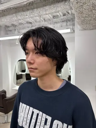 パーマ メンズ 韓国ヘア/髪質改善/ レイヤー/ブラウンのヘアスタイル