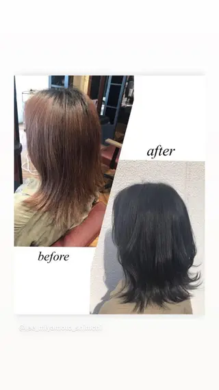 ミディアム カラー パーマ カラー/髪質改善スペ シャリスト宮本　伸一のヘアスタイル