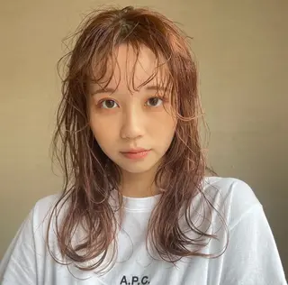 セミロング ハイライトカラー メンズカット/杉山誠のヘアスタイル