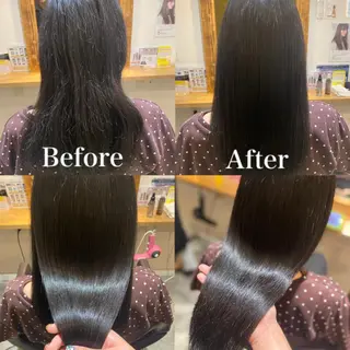 セミロング カラー 髪質改善×矯正🫧 韓国ヘアasamiのヘアスタイル